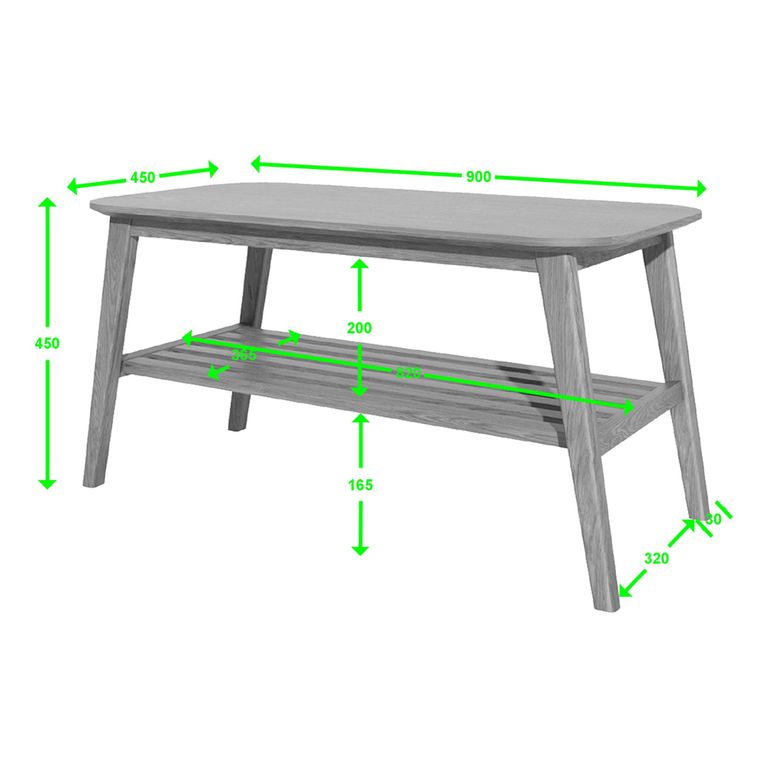Scandic Coffee Table - Small - with Shelf - Danish Oak