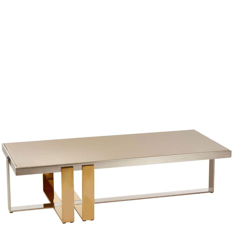 Demas Coffee Table - Taupe Glass with Metal Legs