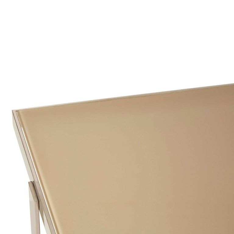 Demas Coffee Table - Taupe Glass with Metal Legs