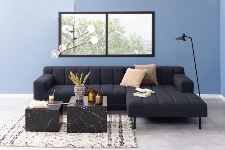 Dice Coffee Table - Round - Black Marble Effect - Set of 2