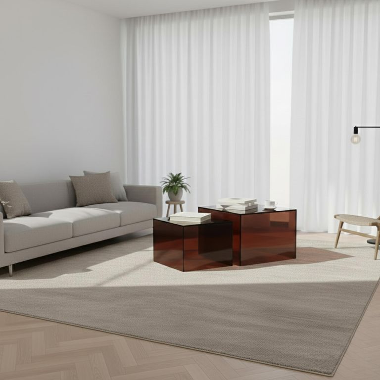 Dice Coffee Table - Brown Glass - Square - Set of 2