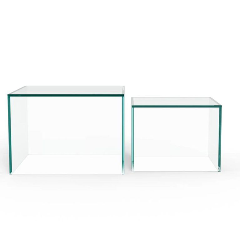Dice Coffee Table - Clear Glass - Square - Set of 2
