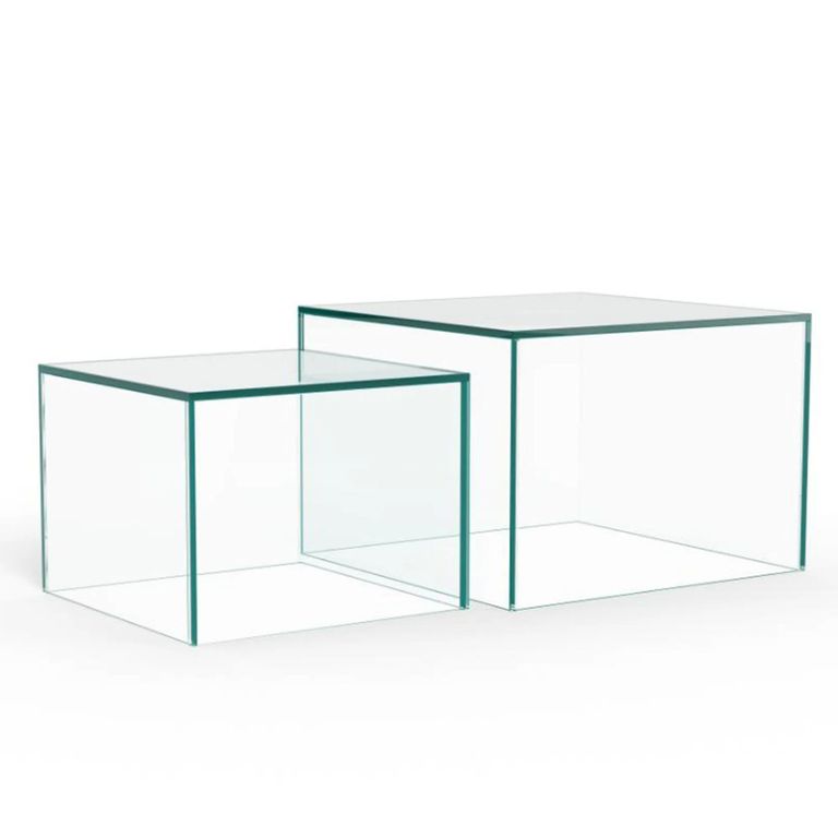 Dice Coffee Table - Clear Glass - Square - Set of 2