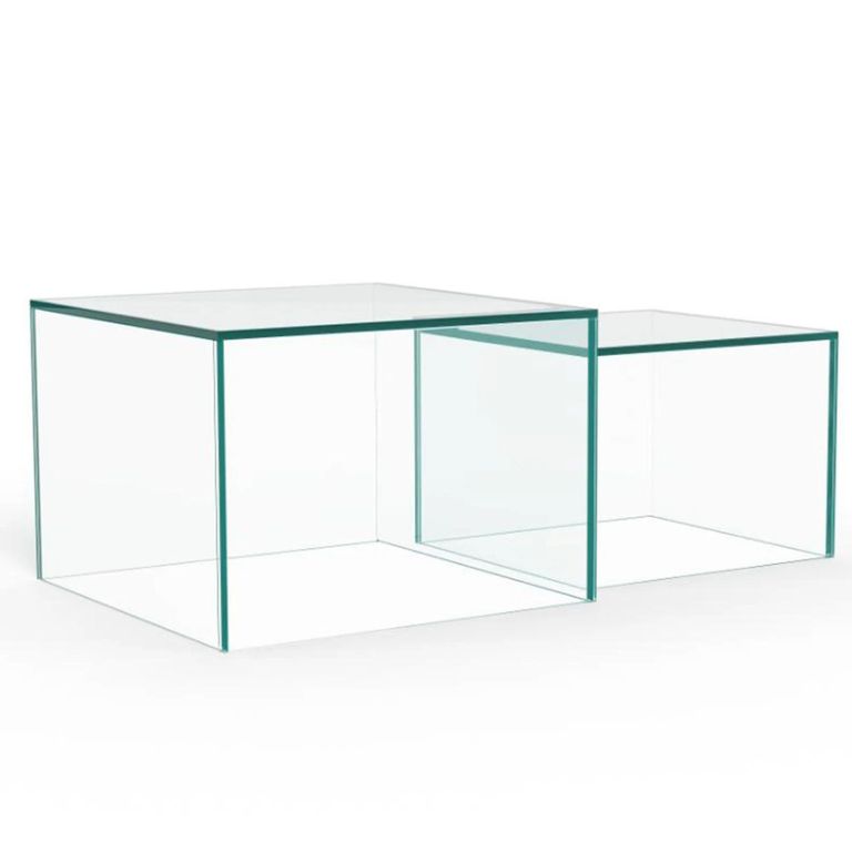 Dice Coffee Table - Clear Glass - Square - Set of 2