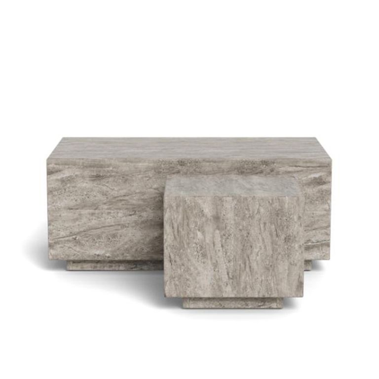 Dice Coffee Table - Grey Marble Effect - Set of 2