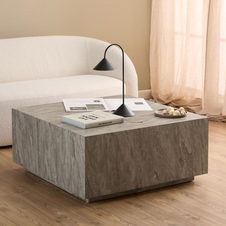 Dice Coffee Table - Grey Marble Effect - Square