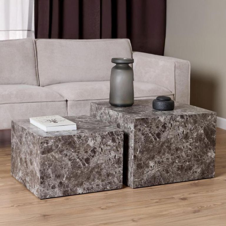 Dice Coffee Table - Square - Light Brown - Set of 2