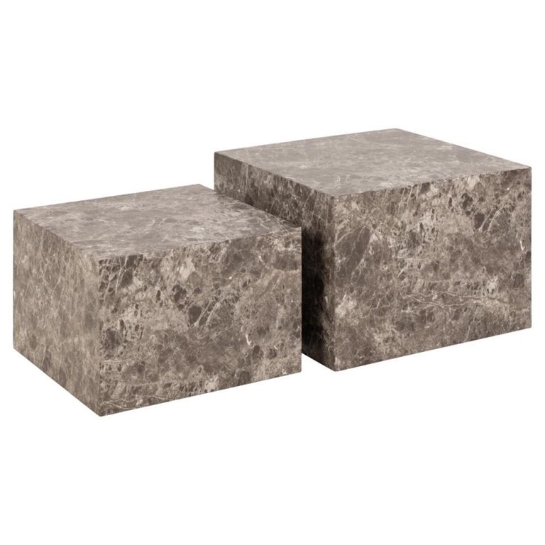 Dice Coffee Table - Square - Light Brown - Set of 2