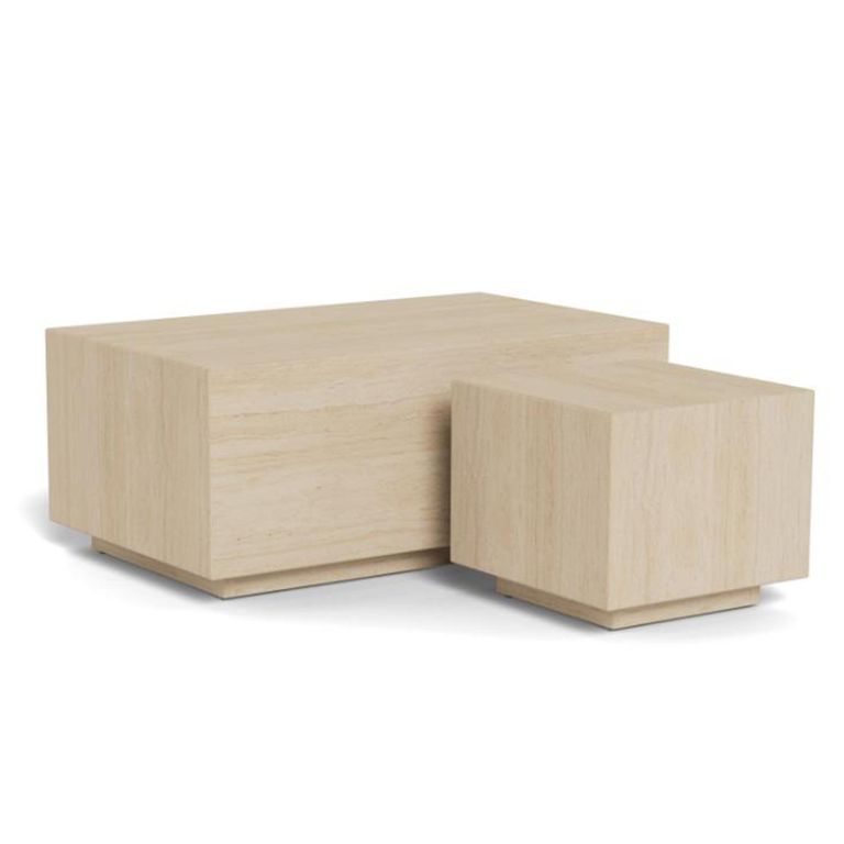 Dice Coffee Table - Travertine Effect - Set of 2