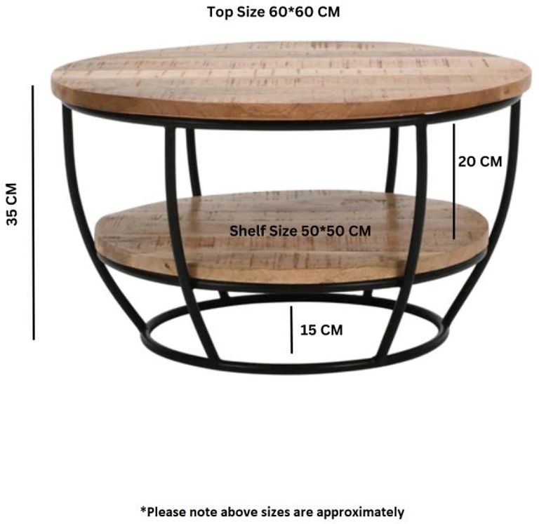 Dispur Solid Mango Wood Coffee Table with Shelf