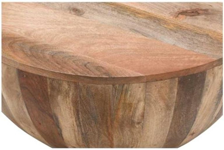 Dispur Solid Mango Wood Drum Coffee Table