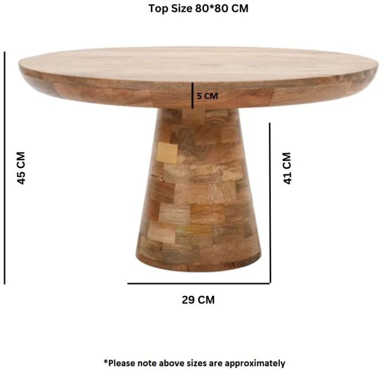 Dispur Solid Mango Wood Round Coffee Table