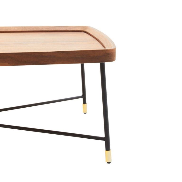 Doha Coffee Table - Walnut Effect with Cross Metal Legs