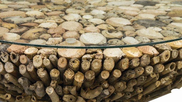 Driftwood Round Coffee Table - Glass Top