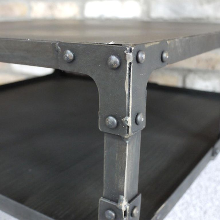 Coffee Table - Black Metal - Cart Style