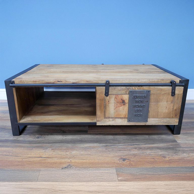 Coffee Table - Mango Wood - 1 Sliding Door