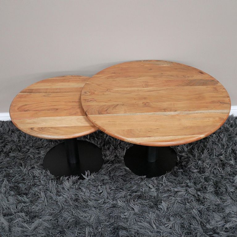 Coffee Table - Round - Mango Wood - Set of 2