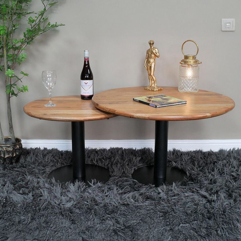 Coffee Table - Round - Mango Wood - Set of 2