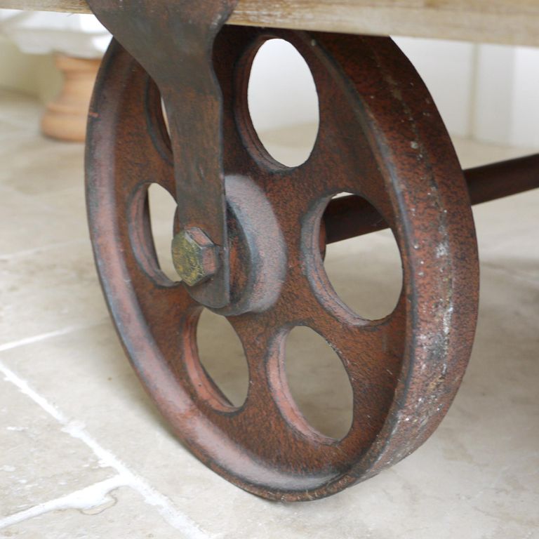 Coffee Table - Railway Wood and Metal Cart