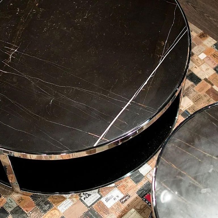 Elba Coffee Table - Round - Marble and Glass with Metal Base - Variation Available