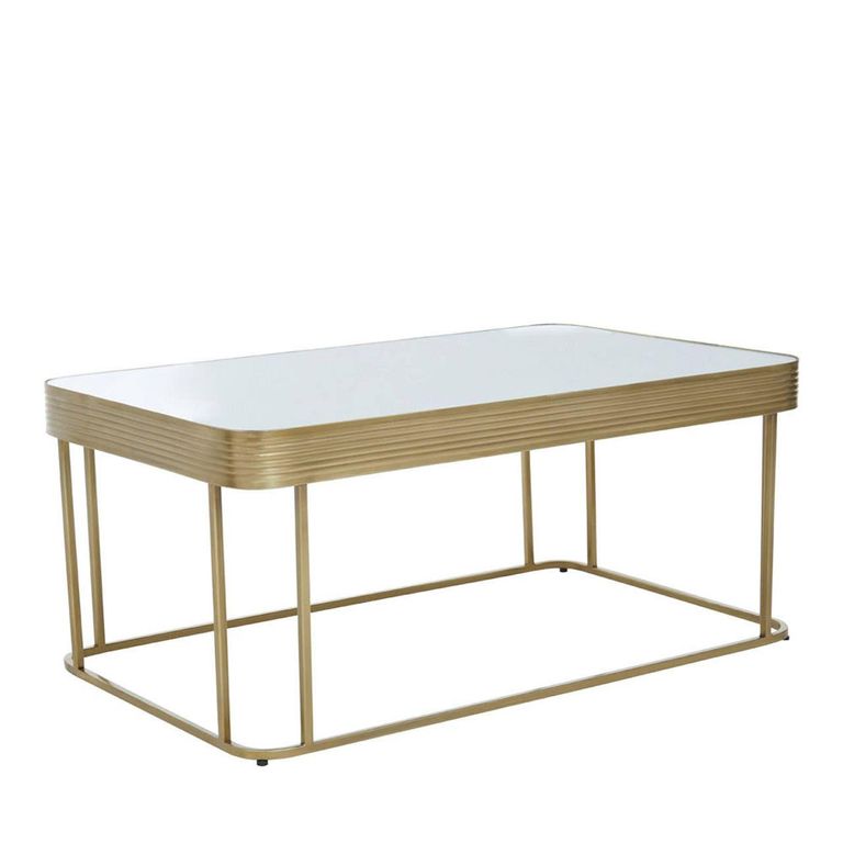 Ella Coffee Table - Mirrored with Gold Metal