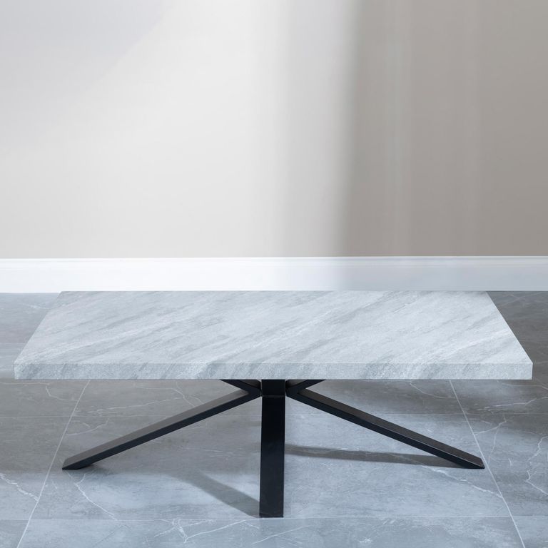 Ezra Grey Coffee Table with Black Spider Legs