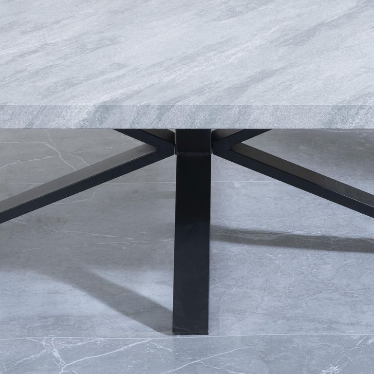 Ezra Grey Coffee Table with Black Spider Legs