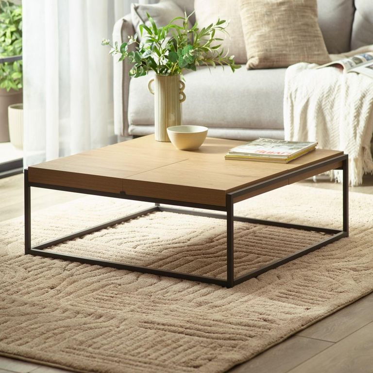 Ezra Coffee Table - 83cm - Square - Tray - Light Oak
