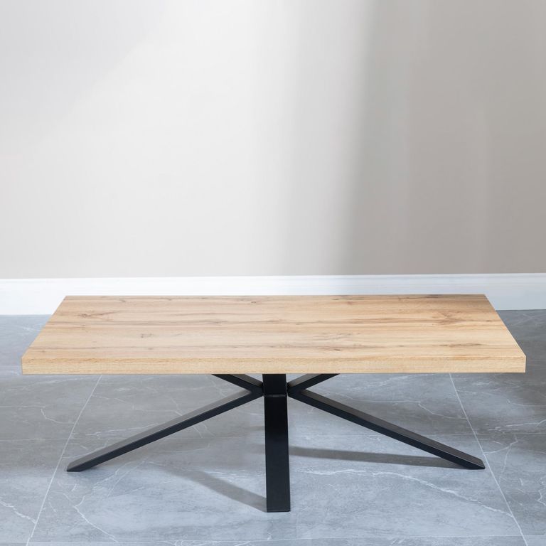 Ezra Oak Coffee Table with Black Spider Legs