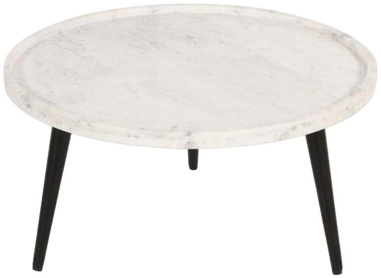 Fluted White Marble Round Coffee Table