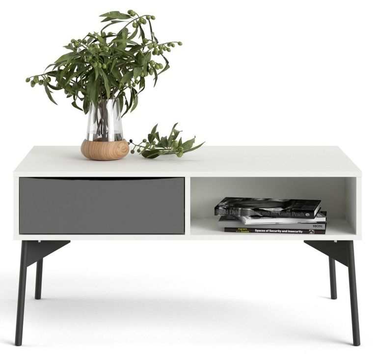 Fur White 1 Drawer Coffee Table