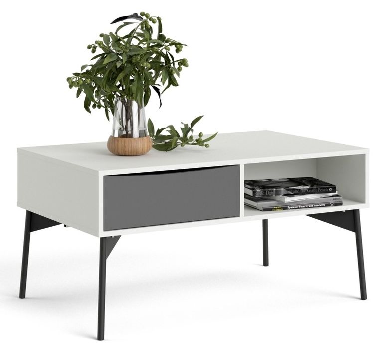 Fur White 1 Drawer Coffee Table