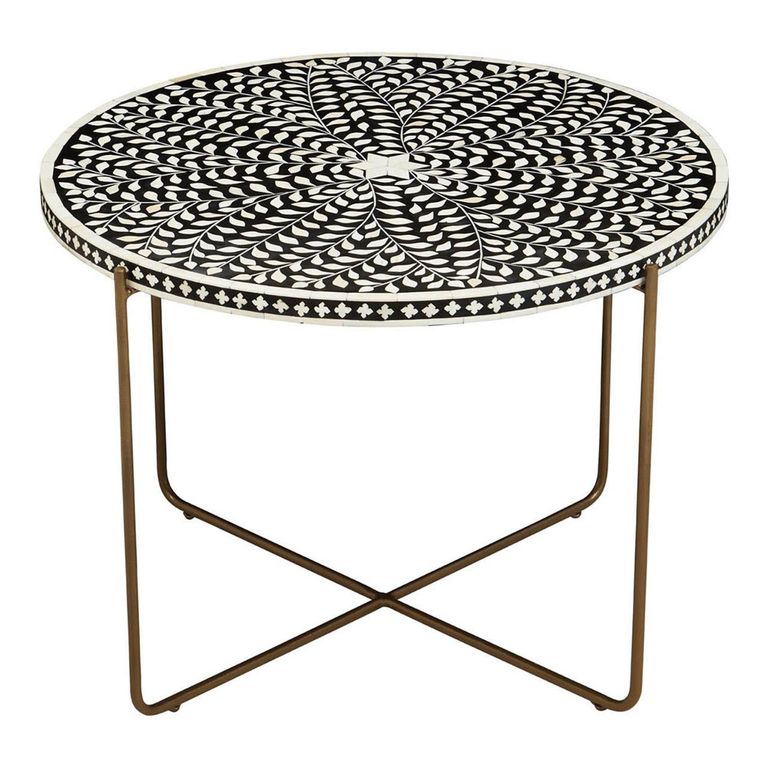 Fusion Coffee Table - Round - Black Bone Inlay