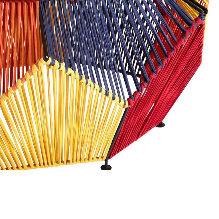 Fusion Coffee Table - Mango Wood with Multicoloured Woven Hexagonal Design