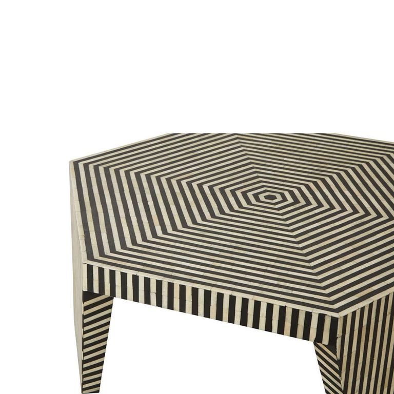 Fusion Coffee Table - Hexagonal - Striped Bone Inlay