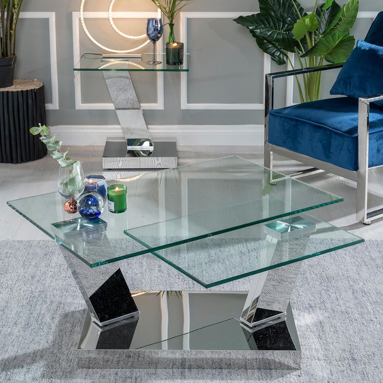 Fusion Swivel Glass Top Coffee Table