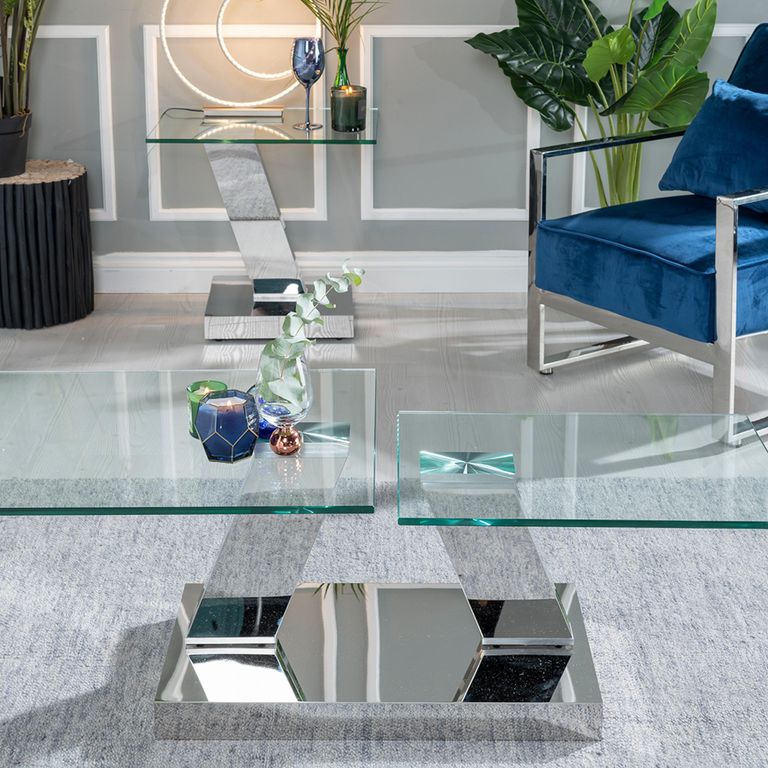 Fusion Swivel Glass Top Coffee Table