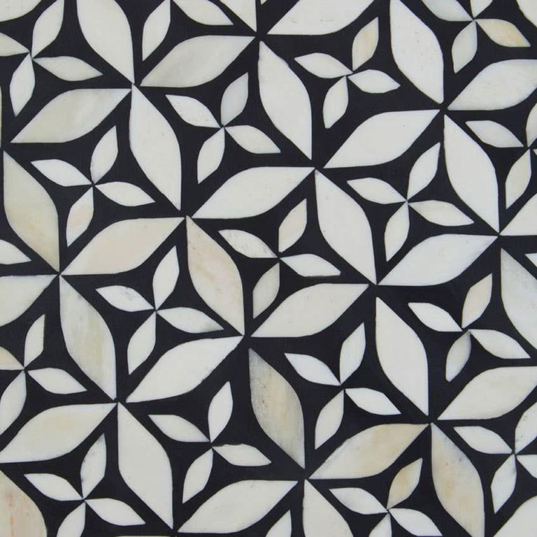 Fusion Coffee Table - White Bone Inlay - Round with Gold Base