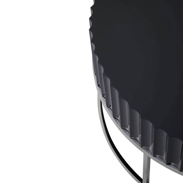 Genoa Coffee Table - Round - Fluted Grey High Gloss