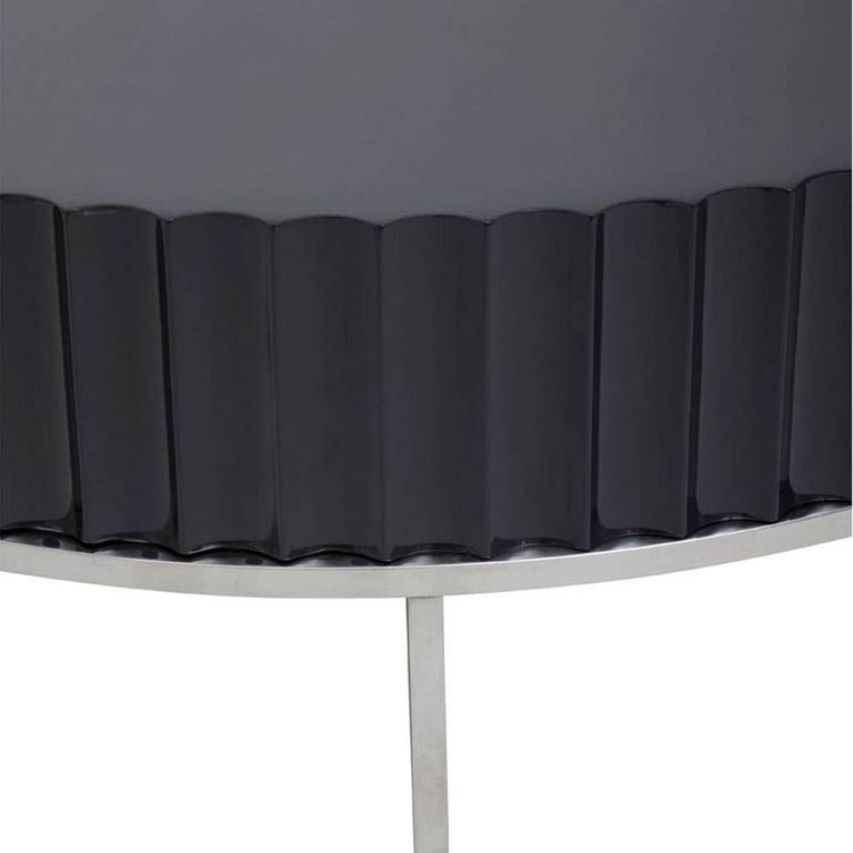 Genoa Coffee Table - Round - Fluted Grey High Gloss