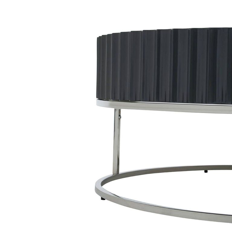 Genoa Coffee Table - Round - Fluted Grey High Gloss