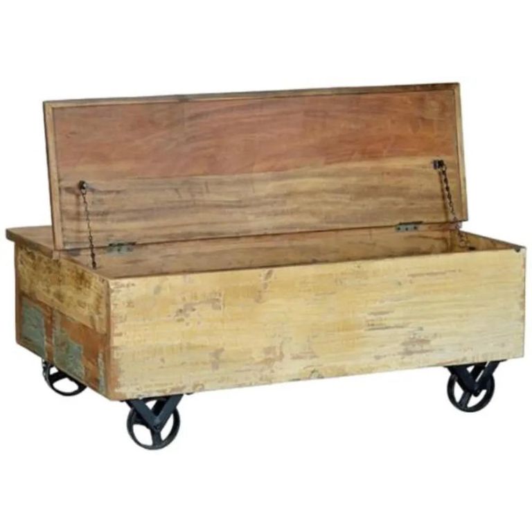 Gerber Coffee Table - Recycled Wood - Cart Style