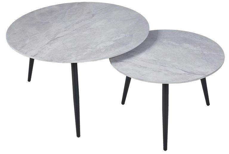 Glade Grey Round Ceramic Coffee Table (Set of 2)