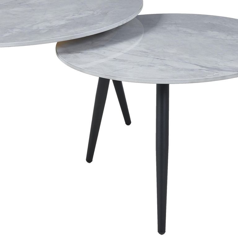 Glade Grey Round Ceramic Coffee Table (Set of 2)