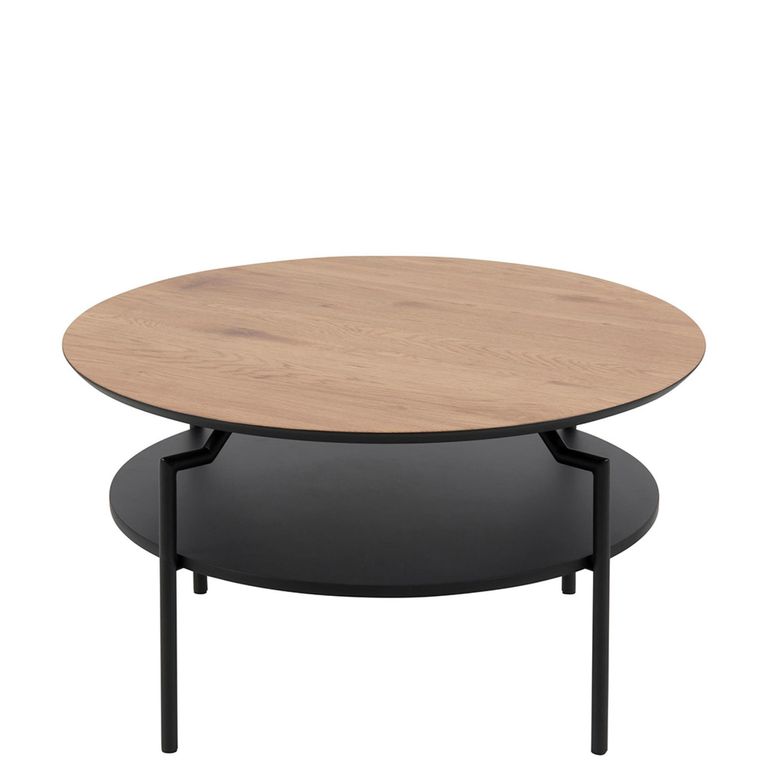 Goldington Coffee Table - Round - Oak and Black