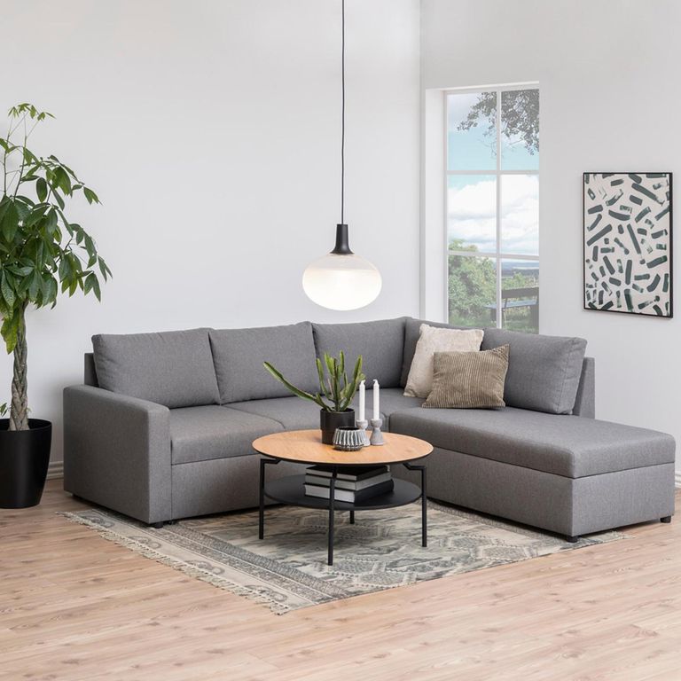 Goldington Coffee Table - Round - Oak and Black