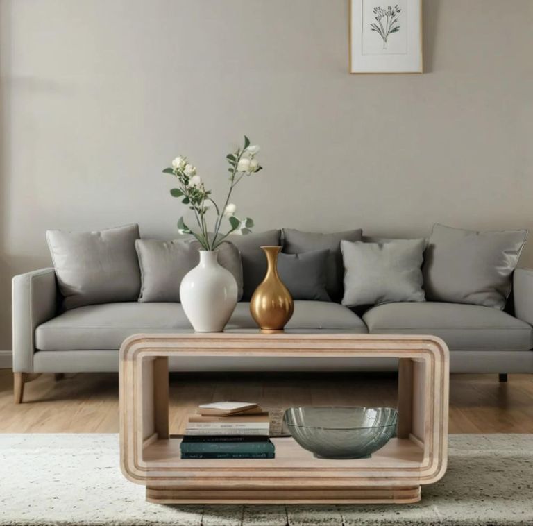 Hanover Ribbed Carved Mango Wood Coffee Table