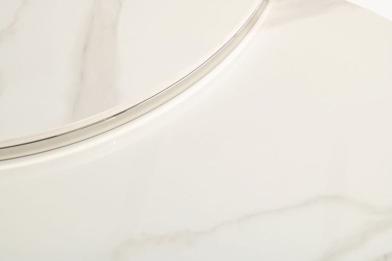 Hanson Italy White Sintered Stone and Chrome Round Coffee Table - Set of 2