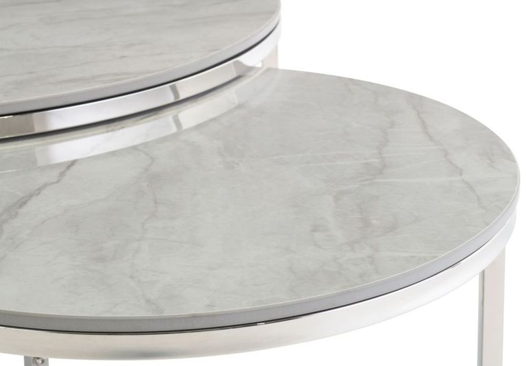 Hanson Sintered Stone and Chrome Round Coffee Table -  Set of 2