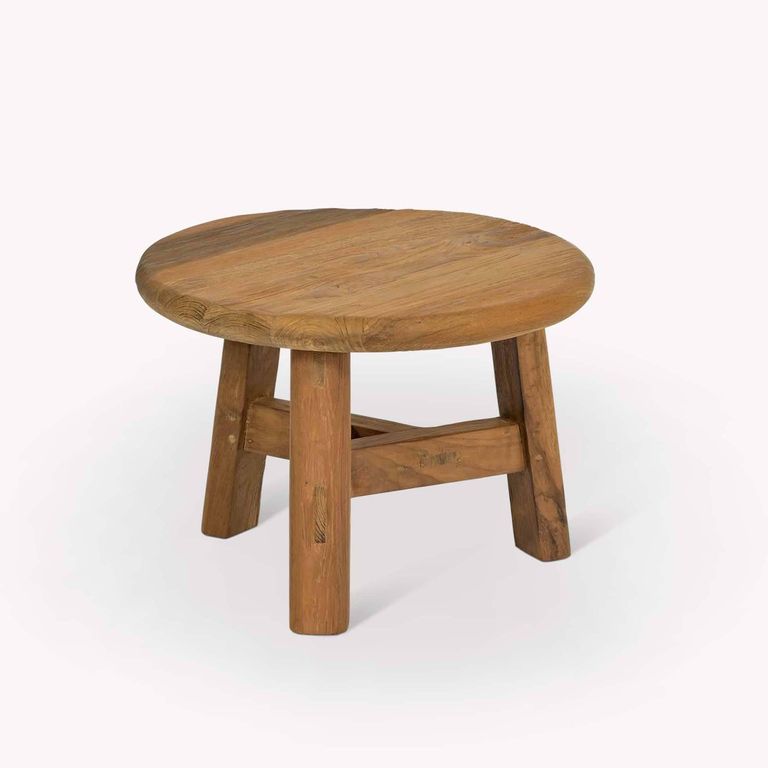 Hawthorne Outdoor Round Coffee Table Small Natural Teak Wood